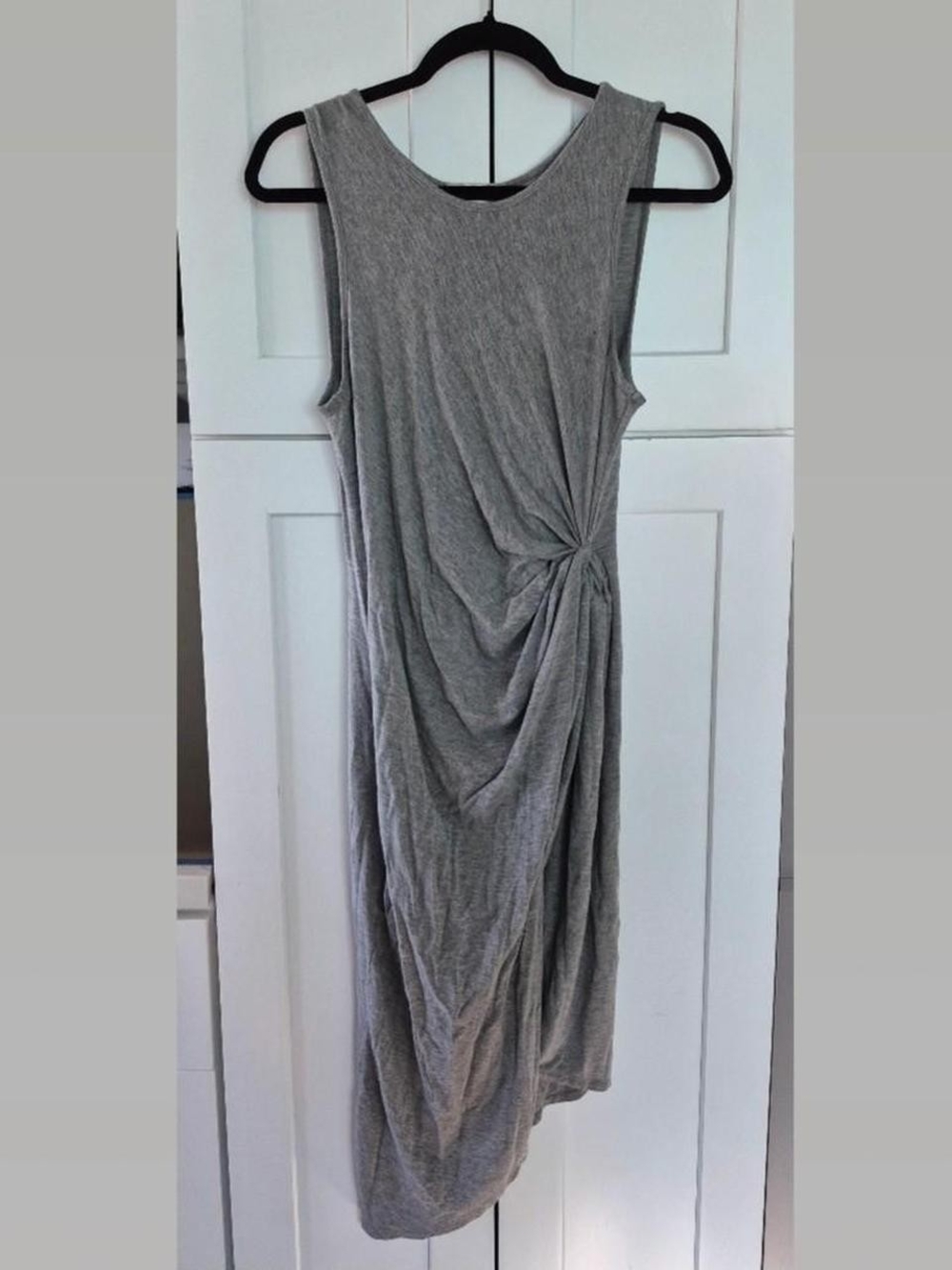 Sleeveless Gray Knot-Detail Maxi Dress